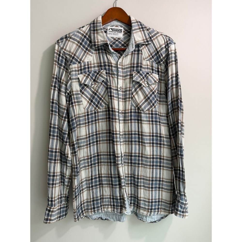 Mountain Khakis Mens Plaid Western Button Down Shirt Blue Brown Relaxed Fit M - Picture 1 of 11
